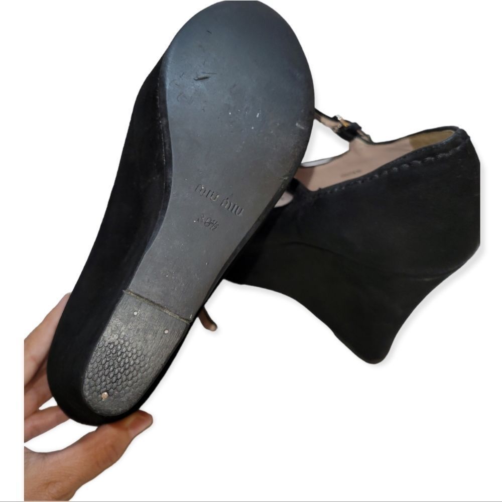 Miu Miu T-Strap Open Toe Platform Wedge Heels Siz… - image 6